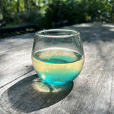 Handblown Teal Stemless Wine Glasses, Set of 2