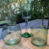Handblown Green Wine Glasses, Set of 2