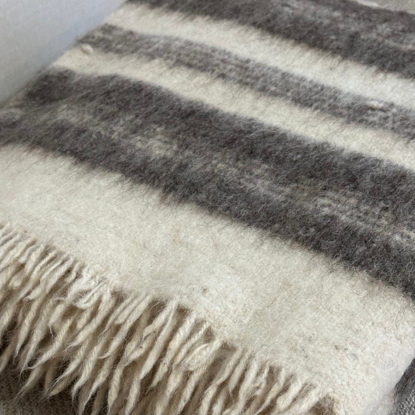 Wool Momo Blanket (Gray Stripe)
