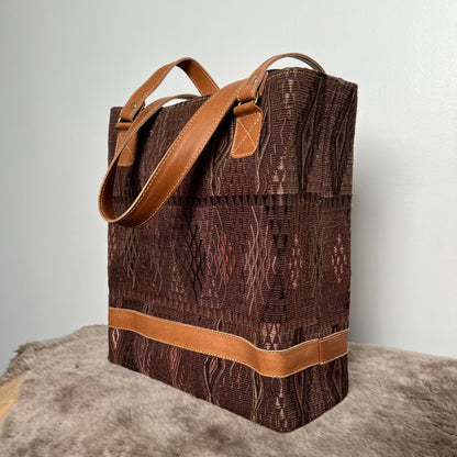 Huipil Structured Tote - Brown Leather (More Colors Available)
