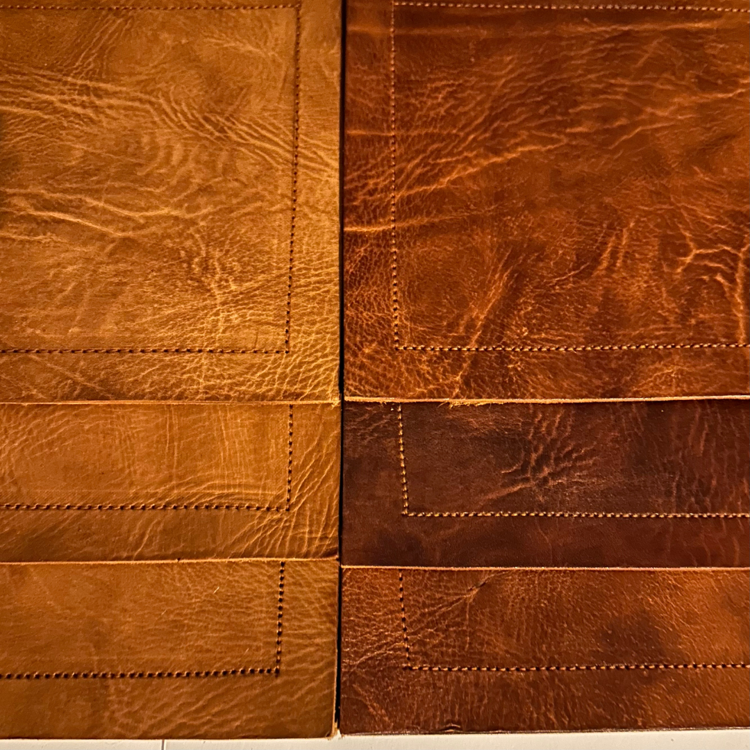 Single Leather Seamed Placemat (Cognac)