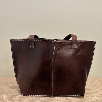 Seamed Leather Tote (Chocolate Brown)