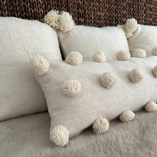 Wool Pom Pom Lumbar Pillow